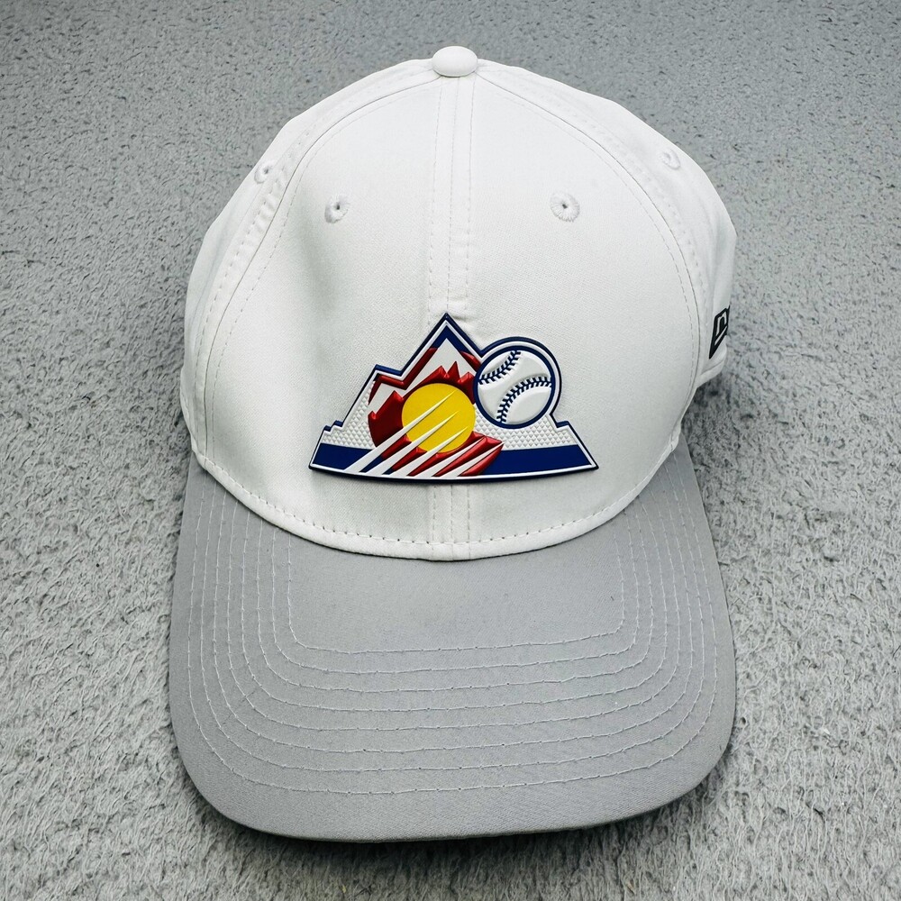 COLORADO ROCKIES Hat Cap Mens Medium Large White Flex MLB New Era